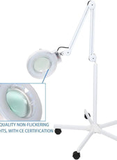 Magnifier Lamp with Adjustable Swivel Arm – Professional Facial Magnifying Lamp on Wheels