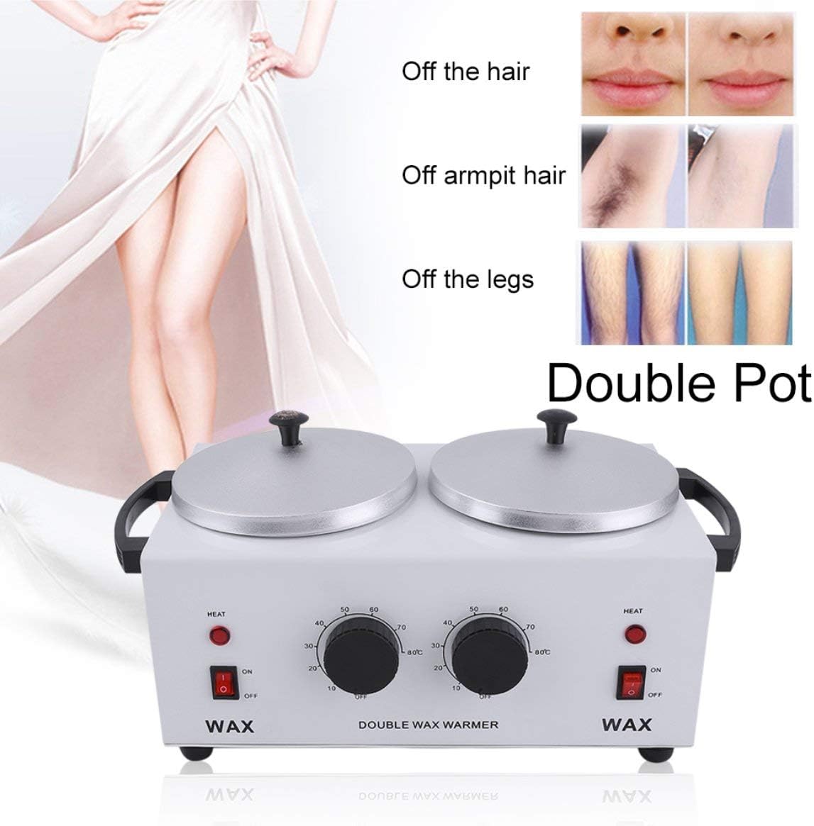 Double Pot Wax Heater Electric Hair Removal Tool Wax Machine Hands Feet Paraffin Wax Therapy Depilatory Salon Beauty Tool