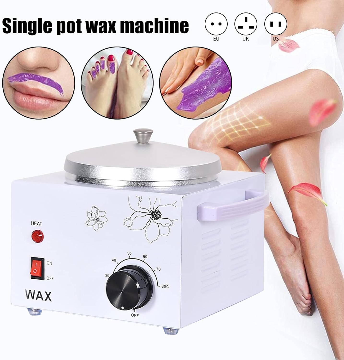 Wax Heater for Hair Removal 220V 200WR Home Waxing Warming Kit Wax Pot Warmer,Professional Home Electric Depilatory Roll on Wax Heater Pot