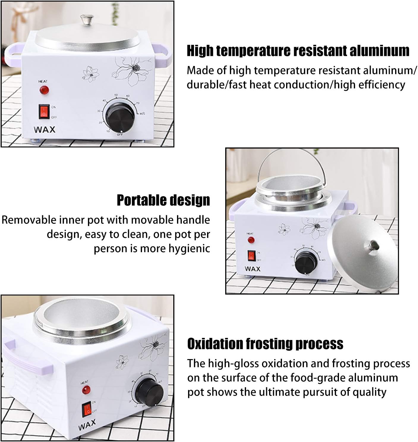 Wax Heater for Hair Removal 220V 200WR Home Waxing Warming Kit Wax Pot Warmer,Professional Home Electric Depilatory Roll on Wax Heater Pot