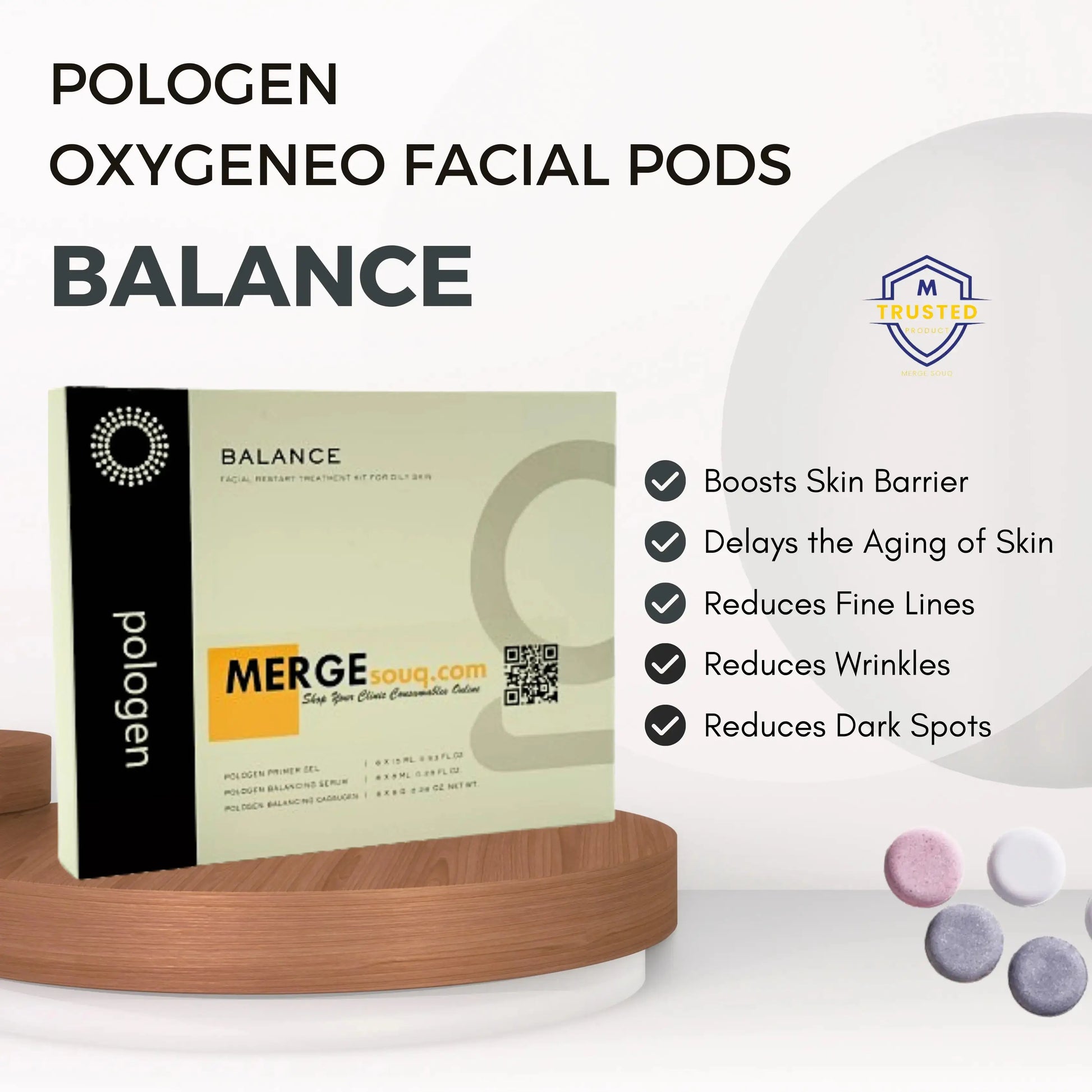 Pologen Geneo Balance| Oxygen Facial Pods| Facial Restart Treatment Kit for Oily Skin| Protects Skin