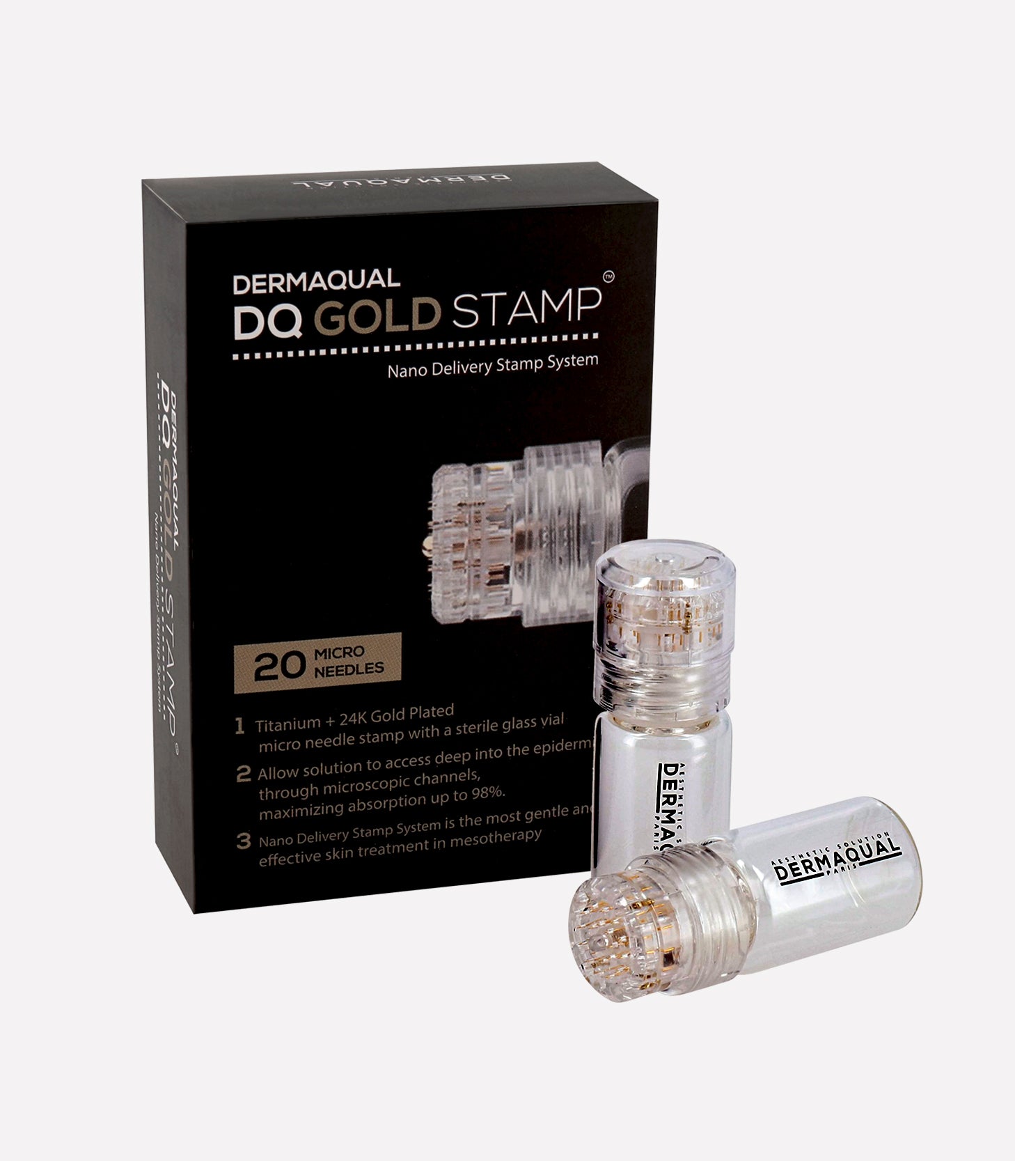 DERMAQUAL DQ Gold Stamp packaging and product display