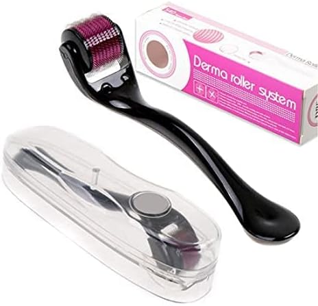 Derma Roller Face Skin Care System Titanium 540 Micro Needle Black With Hard Case 0.5mm