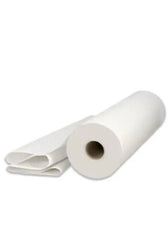 a roll of medical bed sheet on a white background